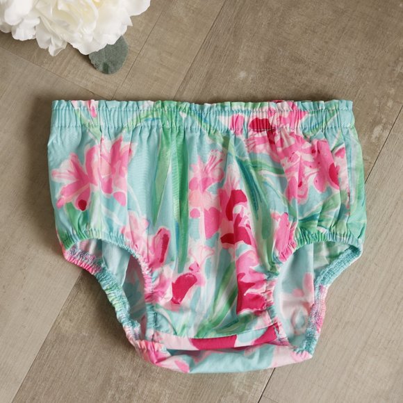 SALE- Lilly Pulitzer Aqua Bubble Dress Set Size 18/24 Months Cotton Like New - Picture 4 of 7